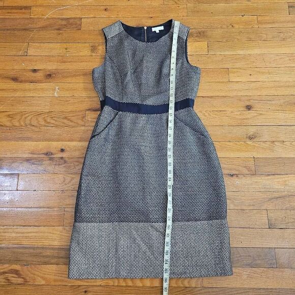 Shoshanna Sheath Dress Size 4 Black Gold Sleeveless Above Knee - Picture 5 of 9